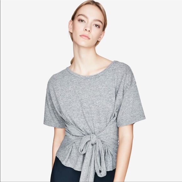 Jonathan Simkhai x Carbon38 Short Sleeve Tie Waist T-shirt Size S in Gray - Picture 1 of 11